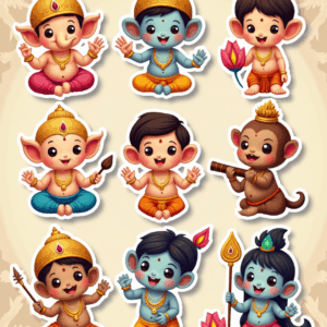 Indian Gods - Religious - Stickers Sheet v64